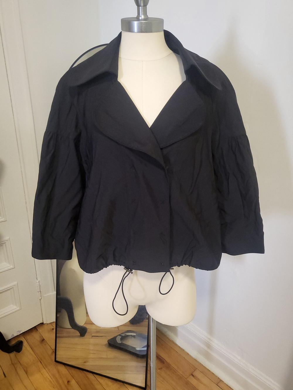 Nine West Black Short Drawcord Utility Jacket